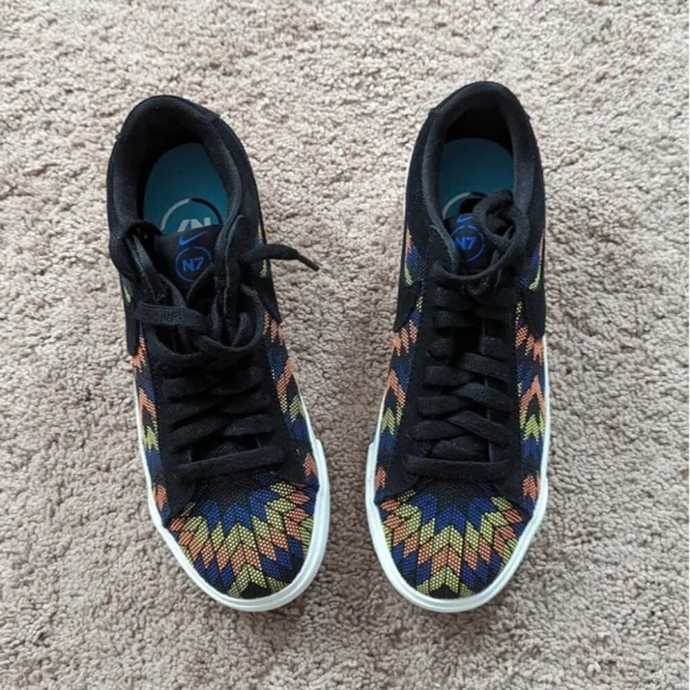 NIKE Blazer Low N7 Tribal Pattern Black Citron Pulse Men Sneakers Size 4.5 NEW